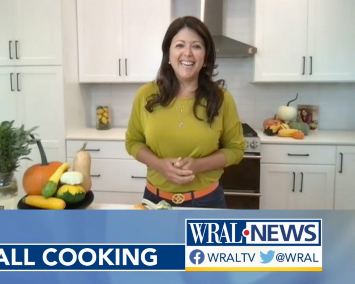 Dooren Colondres in her home kitchen, for a Getting Creative with Fall Cooking segment on WRAL Live Local News