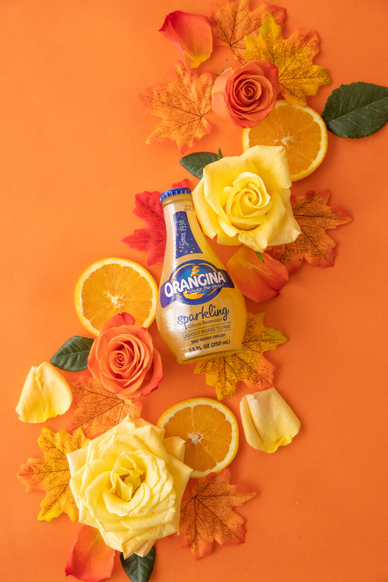 Orangina - Orange Autumn with Roses and Leaves