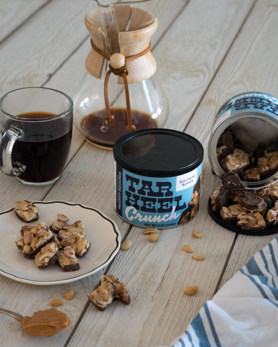 Southern Season's Tar Heel Crunch, clusters of salted peanuts with a thick chocolate base