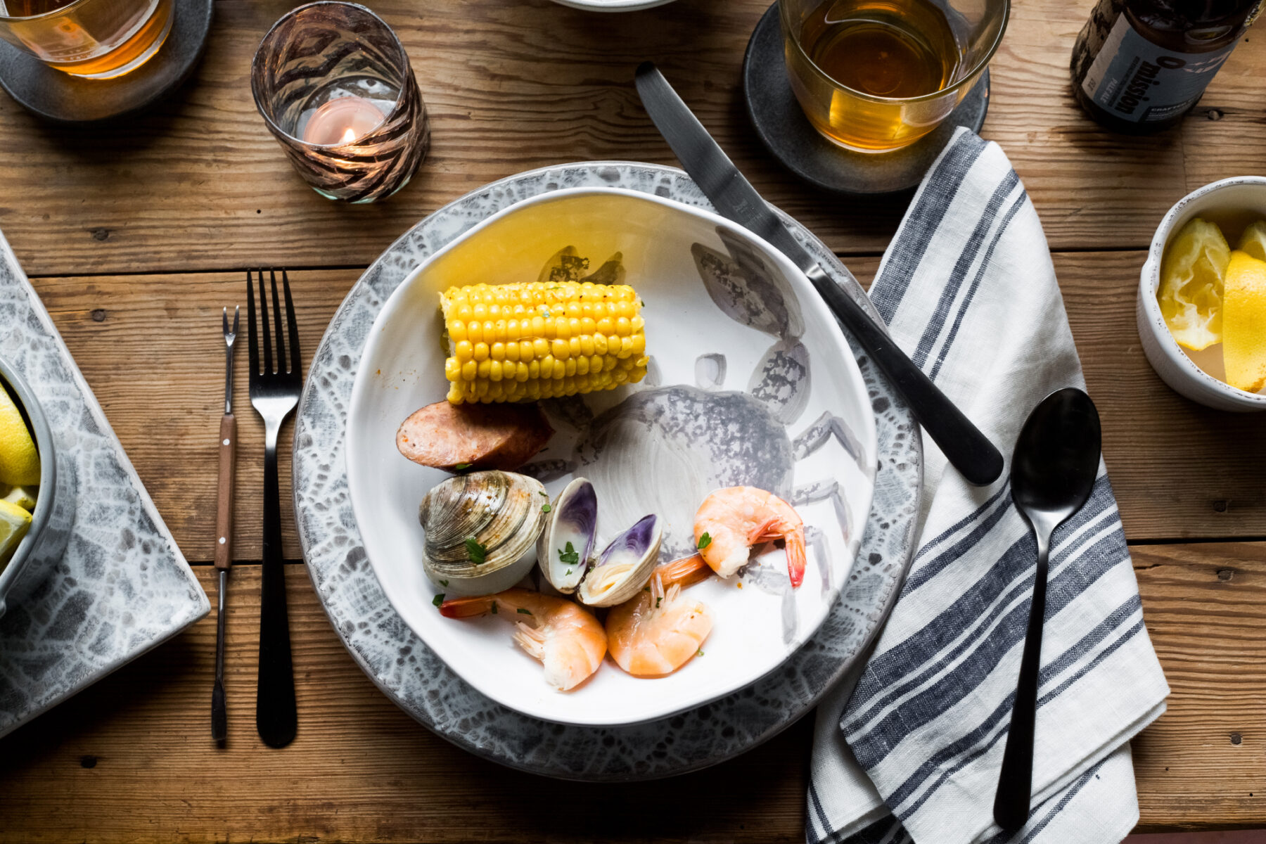 VIETRI - Gray Seafood Dinnerware Closeup of Plate