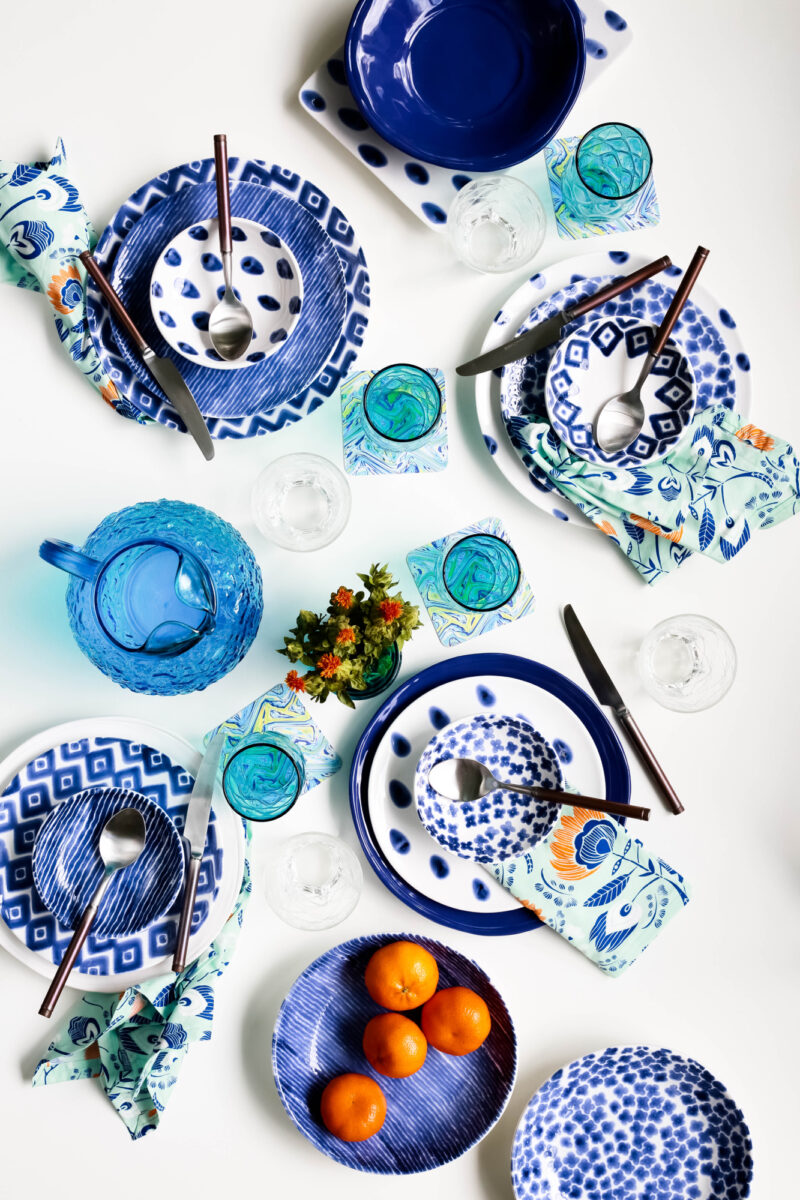 VIETRI - Mix and Match Blue Dinnerware and Glassware Sets