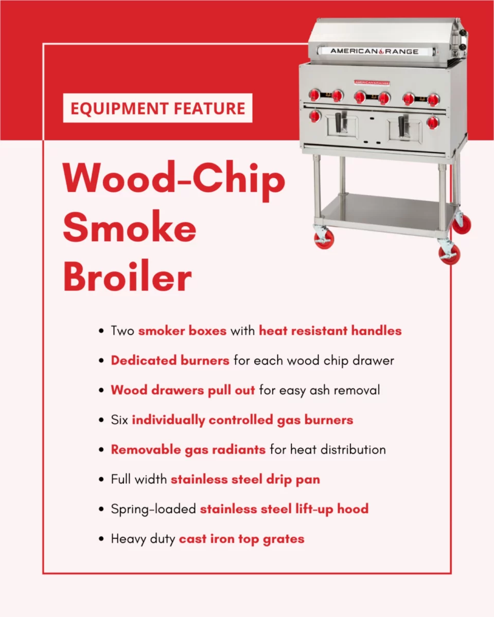Social media post for American Range featuring their Wood-Chip Smoke Broiler